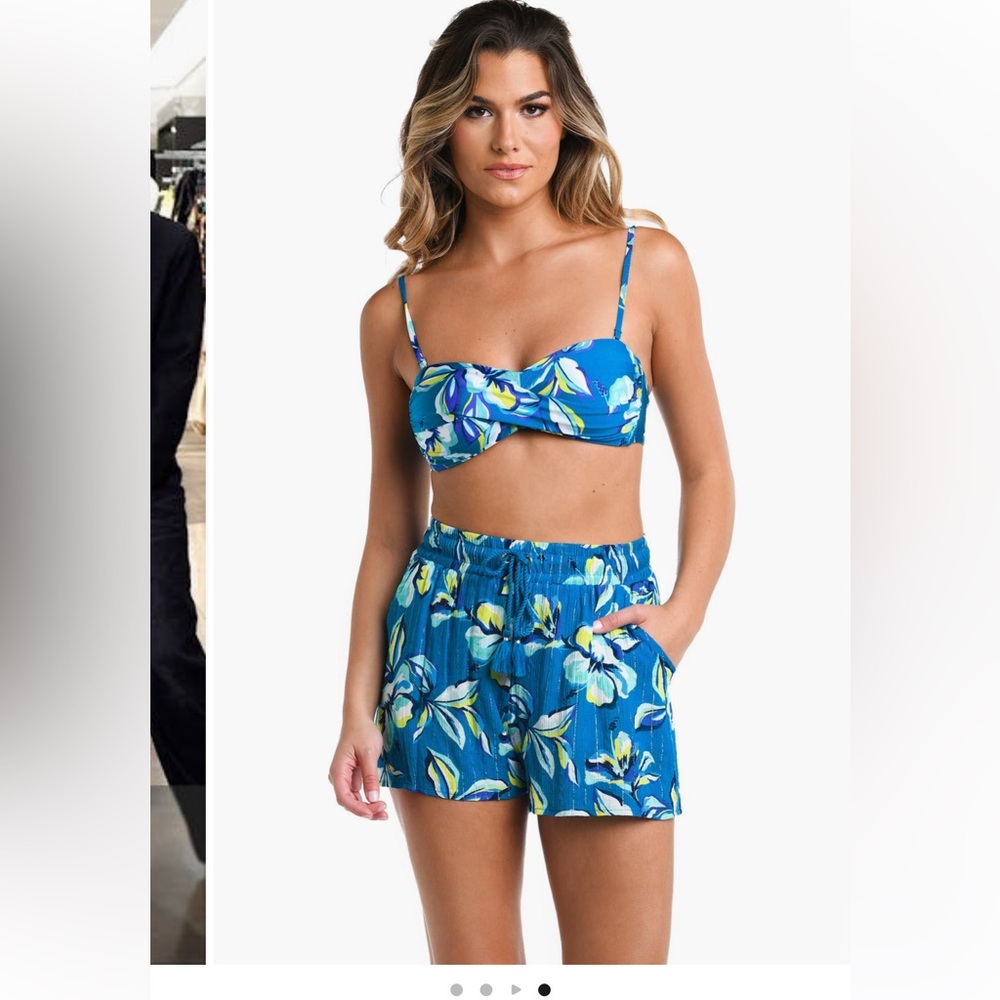 La Blanca floral metallic shorts